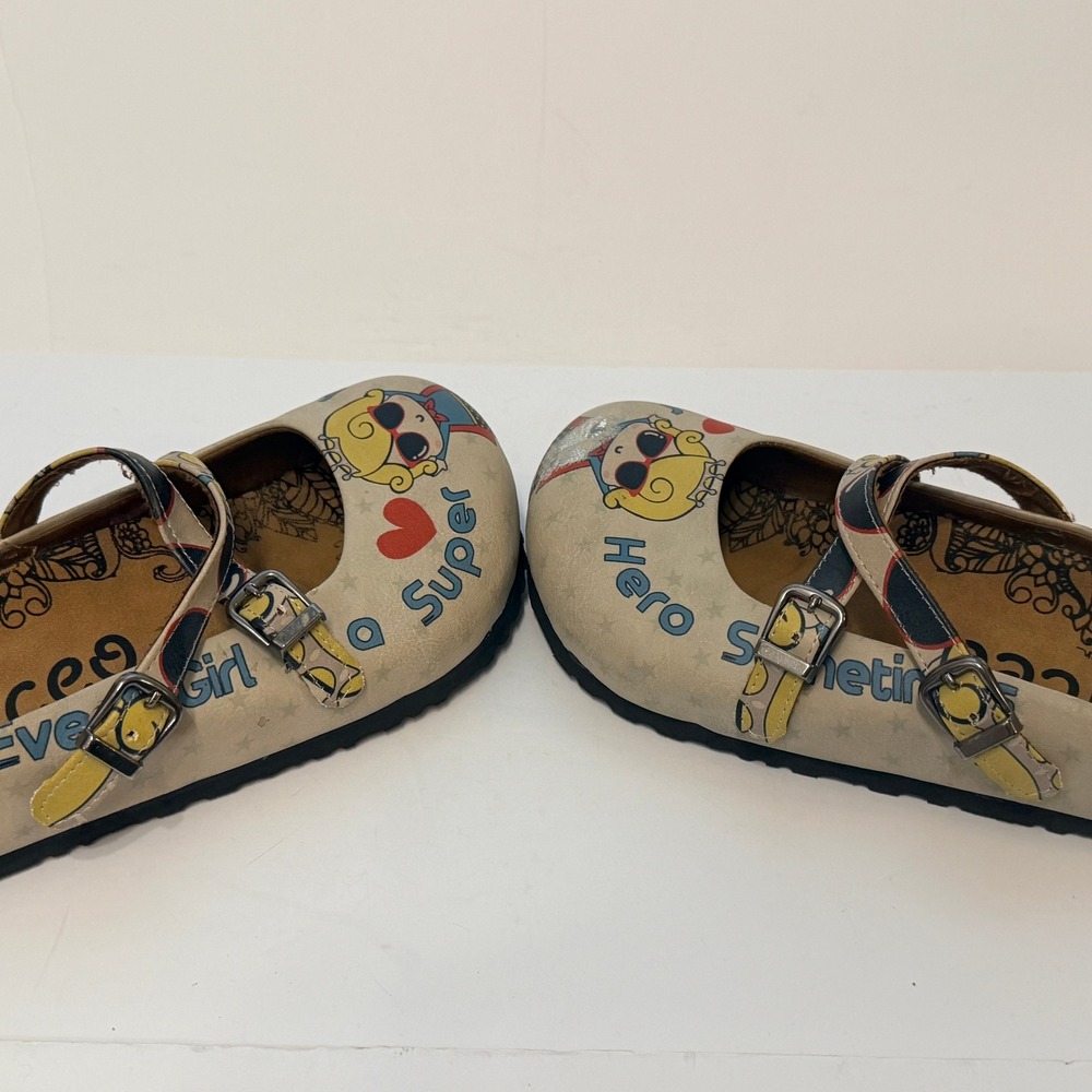 Calceo Goby 'Every Girl Is A Super Hero' Clogs/Mules Shoes Size 38 US 7.5 - Picture 5 of 16